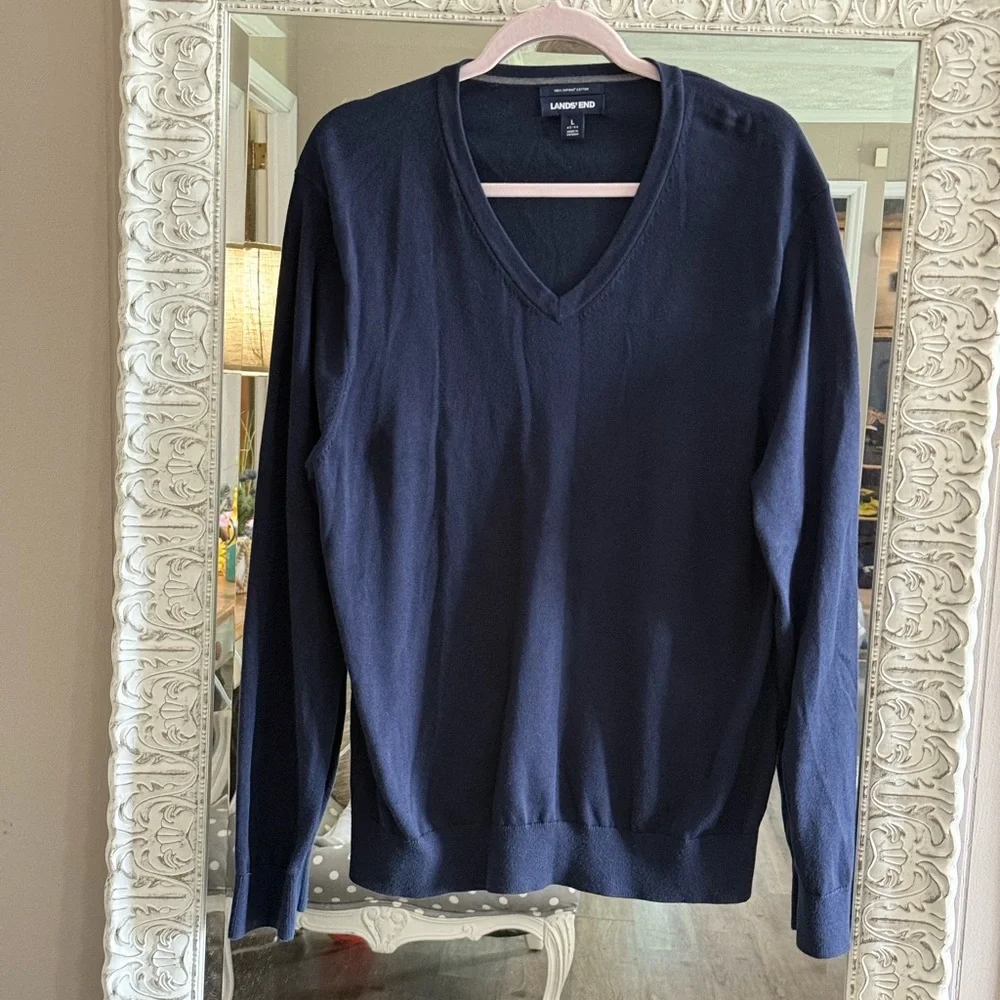 Lands’ End • Supima Cotton V Neck Sweater